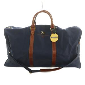 2WAY ボストンバッグ ショルダーバッグ ナイロン レザー 紺 茶 /MI GY18