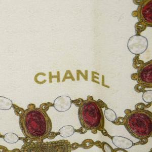 CHANEL スカーフ ロゴ ココマーク アクセサリー柄 総柄 アイボリー /YO35 GY11 OH