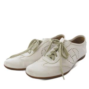 スニーカー ローカット Hロゴ レザー 38.5 ホワイト /YO37 GY11