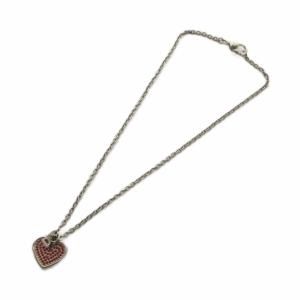 DOLCE&GABBANA ネックレス アクセサリー ペンダント ラインストーン ロゴ ハート シルバー色 GY11 /MQ