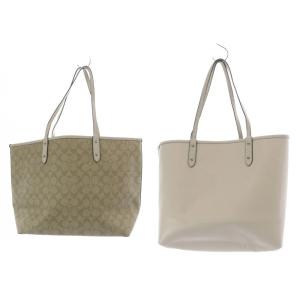 COACH トートバッグ PVC シグネチャー リバーシブル ホワイト ベージュ /YO4 GY18