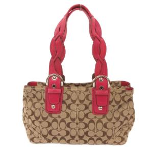 COACH 11863 トートバッグ キャンバス レザーハンドル ピンク ベージュ /JS GY18