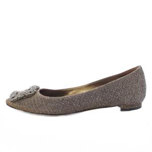MANOLO BLAHNIK Hangisi パンプス ビジュー 35 ブラウン