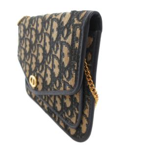 Christian Dior ショルダーバッグ トロッター チェーンストラップ ネイビー ベージュ