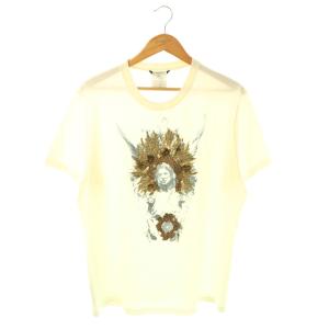 Tシャツ 半袖 プリント ビーズ 刺繍 XS アイボリー /DF GY18
