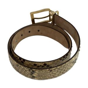 DOLCE&GABBANA ベルト スクエアバックル パイソン ヘビ革 レザー ロゴ 85/34 ベージュ /XZ GY18