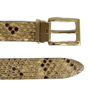 DOLCE&GABBANA ベルト スクエアバックル パイソン ヘビ革 レザー ロゴ 85/34 ベージュ /XZ GY18