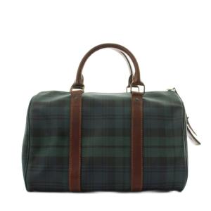 POLO RALPH LAUREN ブラックウォッチ ハンドバッグ ボストンバッグ PVC レザー 緑 グリーン 茶 ブラウン /AN46