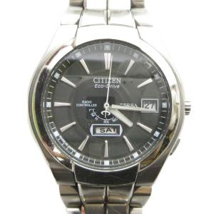 ジャンク品 H106-T010407 ATESSA アテッサ 腕時計 ソーラー ウォッチ 黒文字盤 カレンダー付き