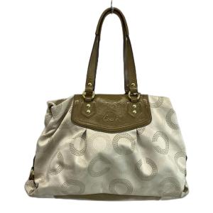 アシュレイ Ashley トートバッグ ショルダー 2WAY キャンバス エナメル オプアート アイボリー