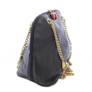 VALENTINO GARAVANI ショルダーバッグ チェーン ロゴ レザー 紺 ネイビー /TK GY18