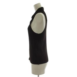 PLEATS PLEASE ISSEY MIYAKE カットソー 3 ダークブラウン プリーツ ノースリーブ ジップアップ PP63-JE384 /GG GY18