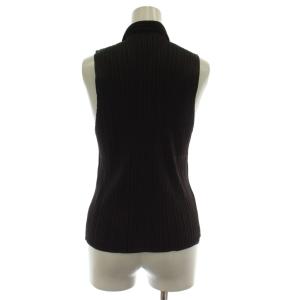 PLEATS PLEASE ISSEY MIYAKE カットソー 3 ダークブラウン プリーツ ノースリーブ ジップアップ PP63-JE384 /GG GY18