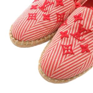 LOUIS VUITTON スリッポン キャンバス エスパドリーユ モノグラム 39.5 レッド