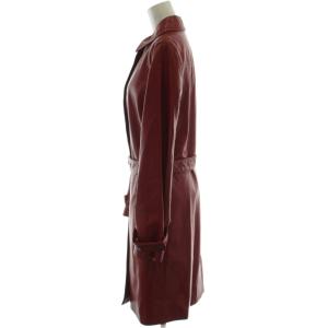 LANVIN レザーコート 38 赤 ラムレザー 長袖 ロング丈 A4C1042 /GG GY13