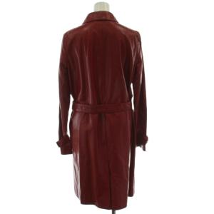 LANVIN レザーコート 38 赤 ラムレザー 長袖 ロング丈 A4C1042 /GG GY13
