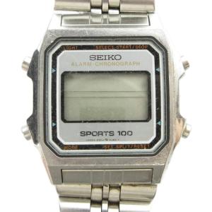 ジャンク品 A904-5090 SORTS 100 腕時計 ウォッチ クォーツ デジタル シルバー色 GY18