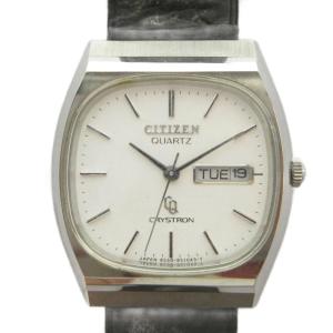 ジャンク品 CRYSTRON 8550-851045 腕時計 ウォッチ クォーツ レザーベルト シルバー色