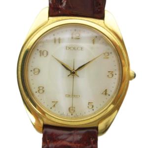 ジャンク品 DOLCE ドルチェ 5E31-6D70 腕時計 ウォッチ クォーツ レザーベルト ゴールドカラー