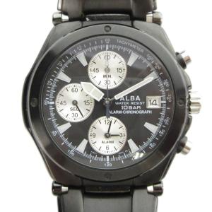 アルバ ALBA ジャンク品 7T62-0AW0 腕時計 ウォッチ クォーツ 黒文字盤 クロノグラフ カレンダー付き
