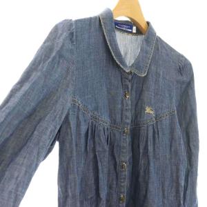 BURBERRY BLUE LABEL シャツ ブラウス ロング 38 インディゴ GY11 /SY OS