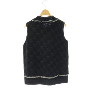 galliano 新聞×花柄 ノースリーブニット archive レトロ古着 TL-T037 ニット ノースリーブ ドット 市松柄 後染め ブラック グレー