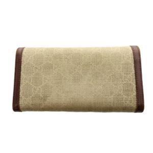 GUCCI インターロッキング GGキャンバス 長財布 二つ折り 小銭入れ レザー ベージュ 茶 ブラウン 282434・0959