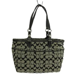 COACH ハンドバッグ トート キャンバス レザー シグネチャー ロゴプレート 黒 ブラック F16561 /XZ