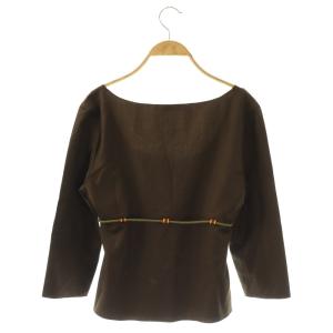 miumiu カットソー 長袖 ウエストコード Uネック 44 茶 GY11 /SY OS