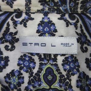 ETRO カジュアルシャツ L ネイビー 紺 ペイズリー柄 長袖 レギュラーカラー 151-13190-4751