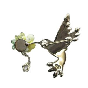 SWAROVSKI ピンブローチ アクセサリー ラインストーン 鳥 黄 イエロー シルバー色 GY18 /MQ
