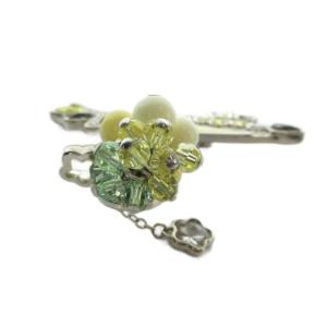 SWAROVSKI ピンブローチ アクセサリー ラインストーン 鳥 黄 イエロー シルバー色 GY18 /MQ