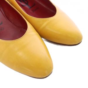 YVES SAINT LAURENT パンプス レザー アーモンドトゥ 35.5 黄色 マスタード /TK GY18
