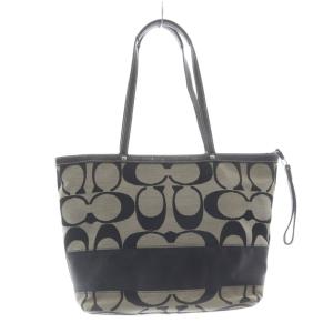 COACH キャンバス トートバッグ レザー シグネチャー ロゴ グレー F15112 /SR GY18