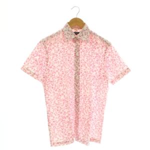 シャツ 花柄 半袖 M ピンク /DF GY18