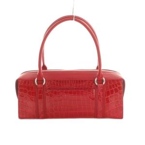 新品　HAMANO (濱野 ) ☆ シャイニングクロコ　ハンドバッグ HAMANO ハマノ-濱野皮革工藝 ハンドバッグ クロコダイル レッド（2026