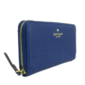 kate spade new york 長財布 牛革 レザー ラウンドファスナー ロゴ 青 ブルー /XZ GY18