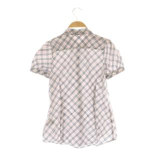 BURBERRY BLUE LABEL シャツ ブラウス 半袖 チェック柄 ロゴ 38 白 GY11 /SY OS