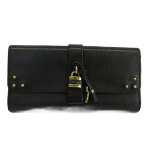 長財布 二つ折り レザー 南京錠 カデナ 鍵 スタッズ ロゴ ゴールド金具 黒 ブラック /XZ GY11