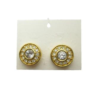 ピアス アクセサリー 両耳用 ラインストーン ラウンド ゴールド色 GY18 /MQ OH