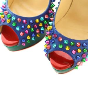 Christian Louboutin パンプス オープントゥ ピンヒール プラットフォーム スタッズ 36.5 23.5cm マルチカラー /MI