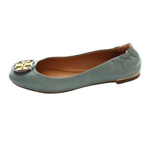 TORY BURCH バレエシューズ フラット レザー 6M ブルーグレー /SS OS GY18