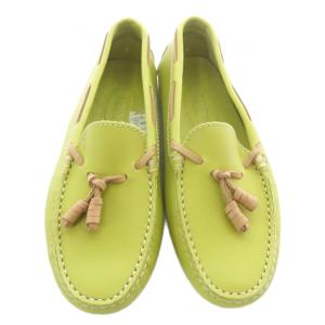 TOD'S ローファー モカシン ドライビングシューズ レザー タッセル 4 緑 グリーン /SR
