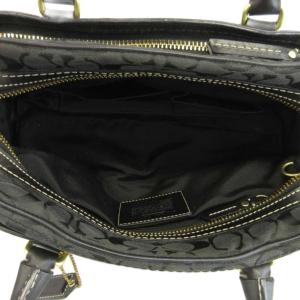 COACH ハンプトンズ ハンドバッグ ミニボストン 肩掛け キャンバス レザー シグネチャー 黒 ブラック 10532