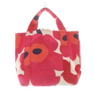 marimekko ハンドバッグ トートバッグ 総柄 ロゴ キャンバス ピンク /SR GY18