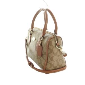 COACH 2WAY ショルダーバッグ ハンドバッグ PVC レザー シグネチャー柄 茶 F34084 /MI GY17