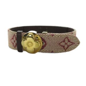 LOUIS VUITTON M64459 グッドラックブレス バングル アクセサリー キャンバス レザー 赤 レッド GY18 /MQ