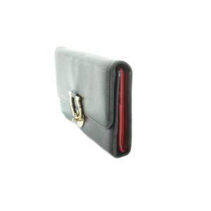 Salvatore Ferragamo ガンチーニ 長財布 フラップ 小銭入れ レザー 黒 /MI OH GY17