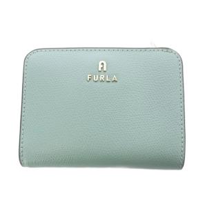 二つ折り財布 小銭入れあり レザー ロゴ 黄緑 グリーン /SR GY18