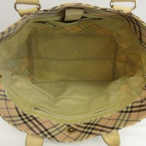 BURBERRY BLUE LABEL ハンドバッグ トート ナイロン レザー チェック柄 ピンク /XZ GY13